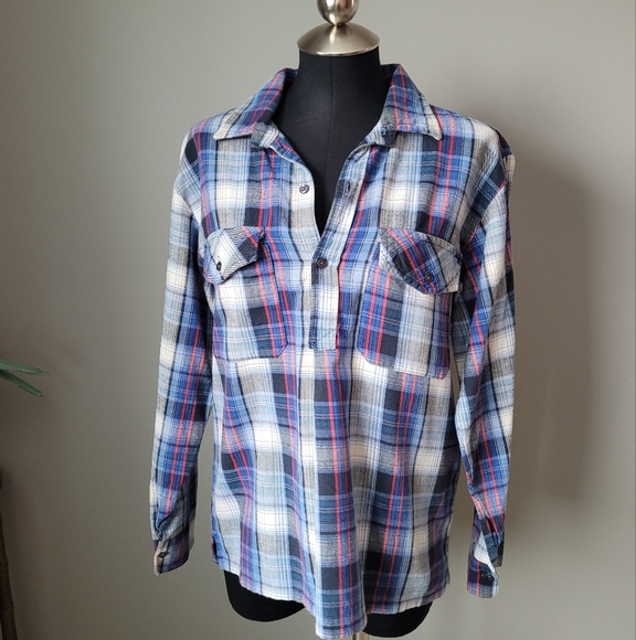 Vintage plaid blue flannel shirt - Picture 10 of 10
